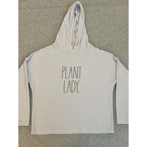 Rae Dunn Berkley Hoodie Women's Medium Plant Lady Striped Sweatshirt Cozy